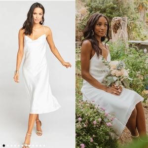 Show Me Your Mumu Verona Cowl Midi Dress Women's XSmall White Satin